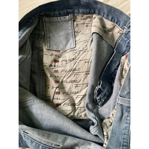 Fubu Jean Shorts Mens Size 56 Vintage Y2k 90s Denim Casual Cargo Logo Detailing - Picture 9 of 9
